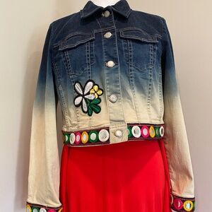 Risa Rose decorated denim jacket - Medium (NWT)